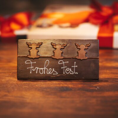 Tafelschokolade "Frohes Fest" mit Elch quer